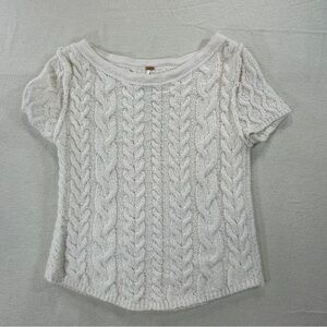 Free People Cream Knit Detail Sweater Sz S